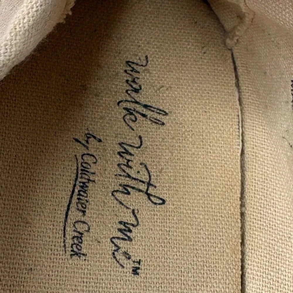Coldwater Creek Walk with Me Tan Embroidered Espadrille Flats Womens 8.5M Cotton